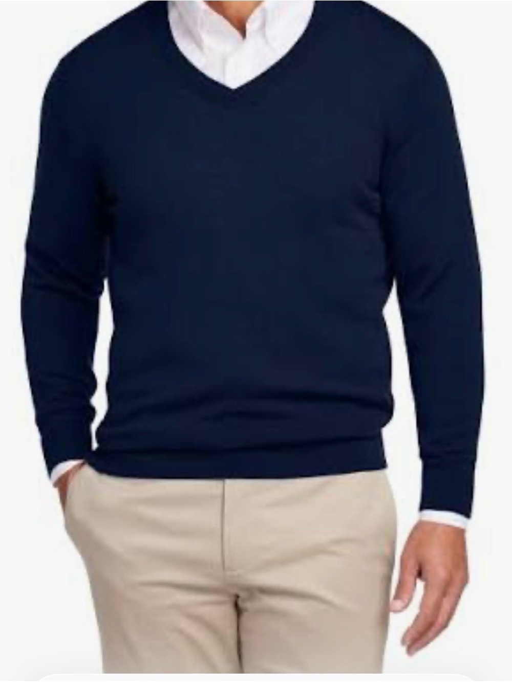 Brooks Brothers Men’s Classic Silk Blend Navy V-Neck Pullover Sweater L
